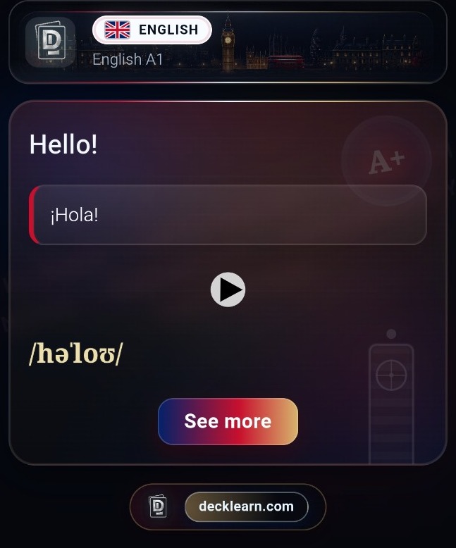Respuesta real de una tarjeta de Inglés con apoyo en español